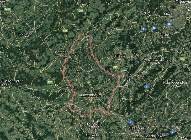 Luxemburg uppmanar grannländerna till samma. Bildkälla: Google Maps